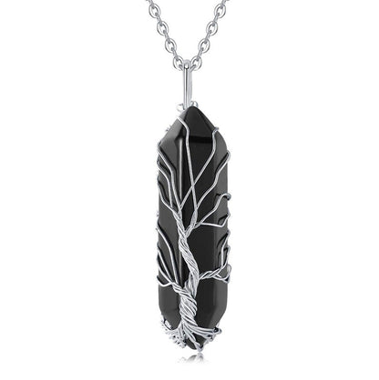 Stilvolle Kristall- und Lebensbaum-Edelsteinkette – Elena