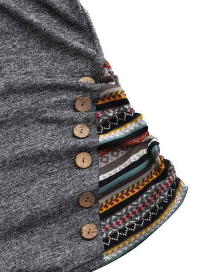 Herbstlicher Damen Kapuzenpullover mit Tribal-Muster – Tavira