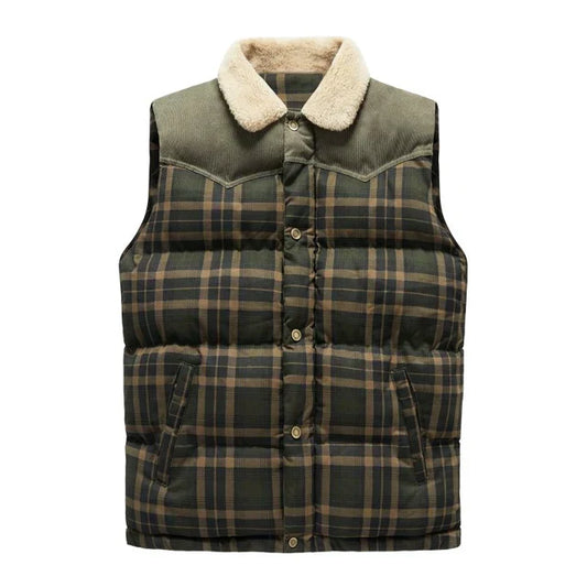 Herren Outdoor Bodywarmer mit Karomuster & Stehkragen – Lennart