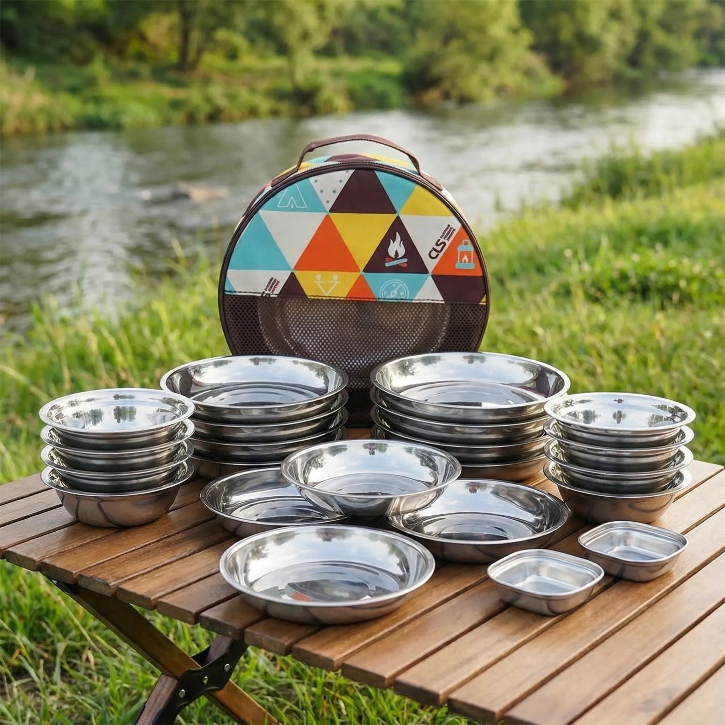 22-Teiliges Camping-Geschirrset -  Campwell