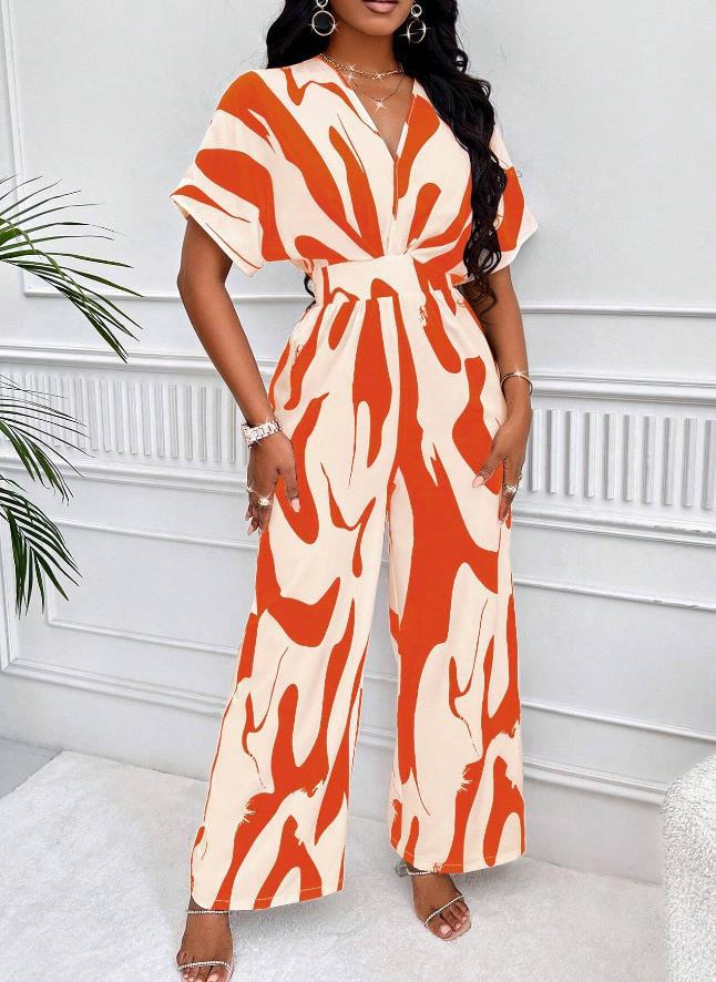 Sommerlicher Print-Jumpsuit mit V-Ausschnitt – Noemi