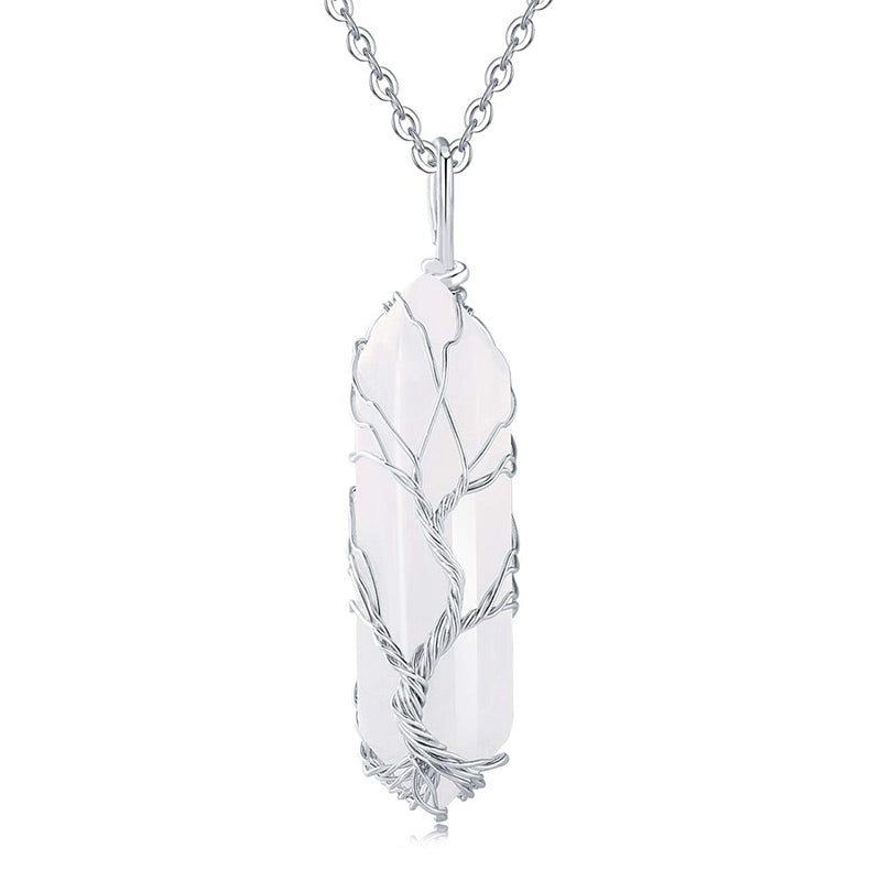 Stilvolle Kristall- und Lebensbaum-Edelsteinkette – Elena