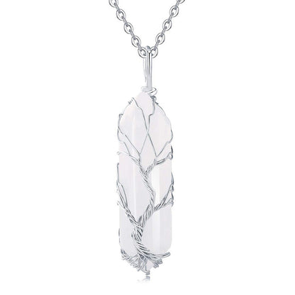 Stilvolle Kristall- und Lebensbaum-Edelsteinkette – Elena