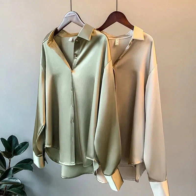 Stilvolle Satin Damenbluse - Elina