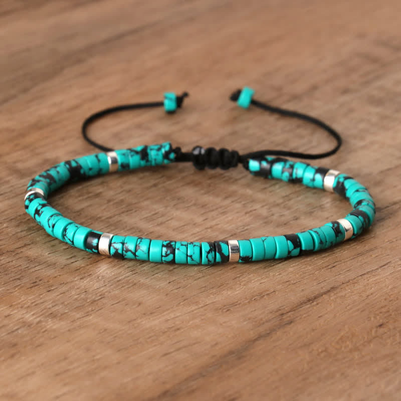Geflochtenes Armband mit 2,4 mm Naturstein-Rollern – Seraphina