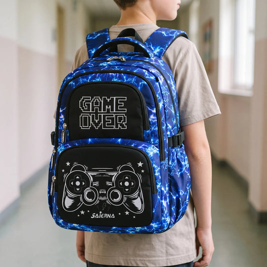 3-Teiliges Schulrucksack Set Im Gaming-Design - Luminoz