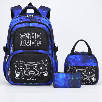 3-Teiliges Schulrucksack Set Im Gaming-Design - Luminoz