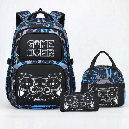 3-Teiliges Schulrucksack Set Im Gaming-Design - Luminoz