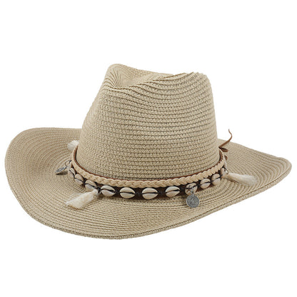 Leichter Sommerhut mit Muscheln und Quasten – Jasmine