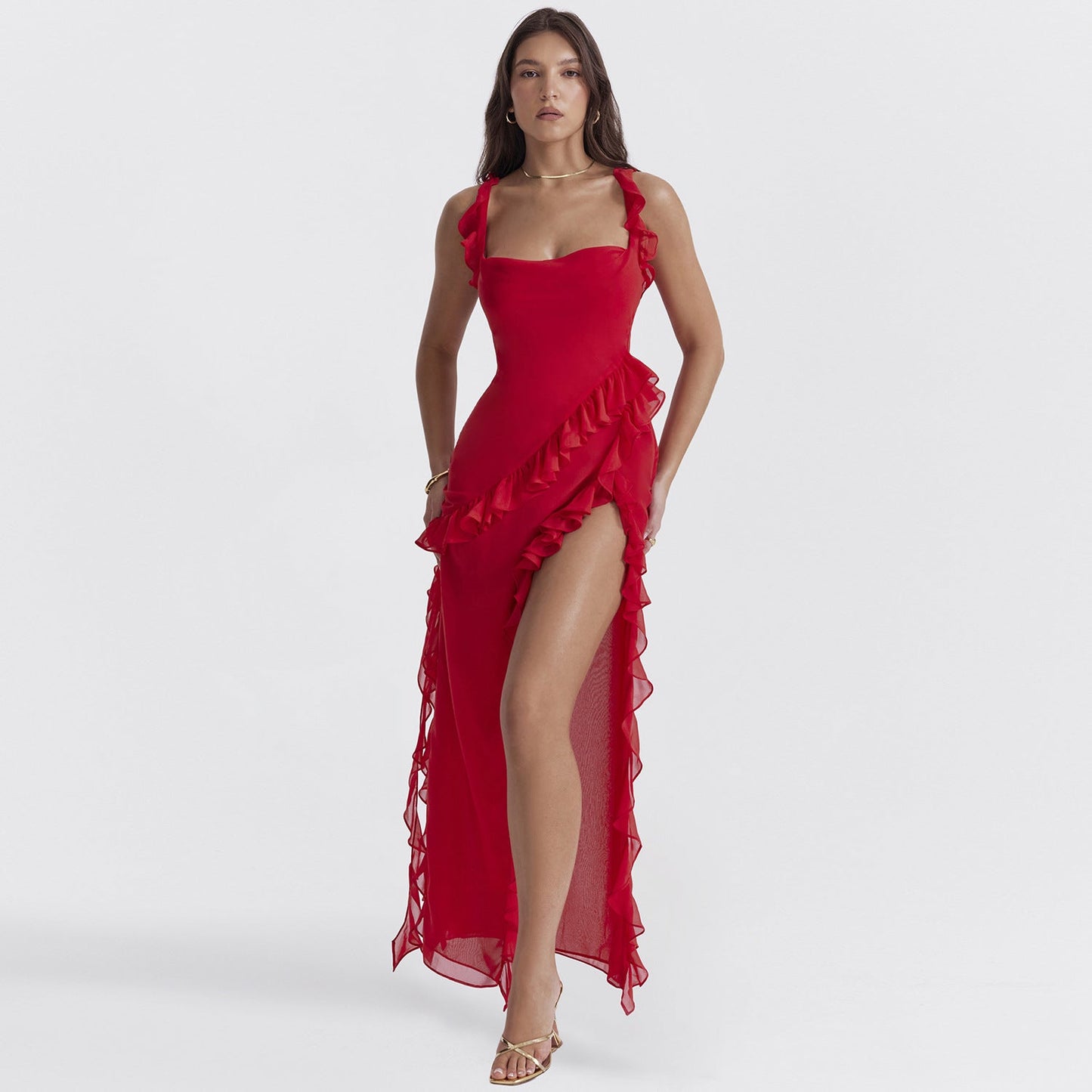 Trendiges Maxikleid mit Rüschen & Chiffon für den Sommer – Amira