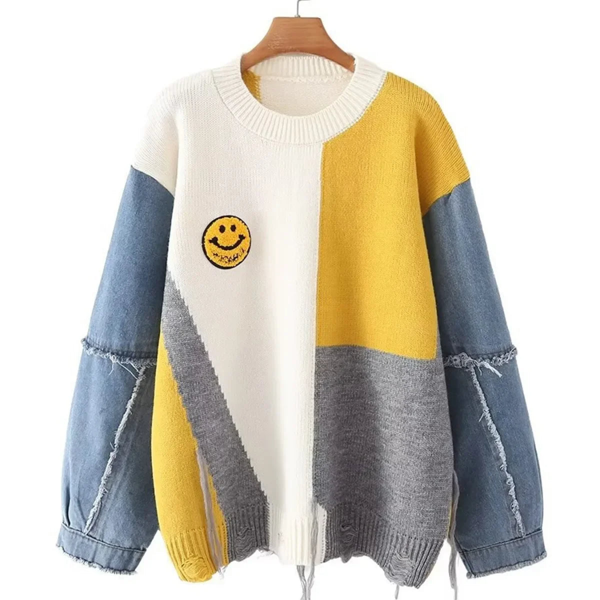 Fröhlicher Patchwork Pullover für Damen - Liora