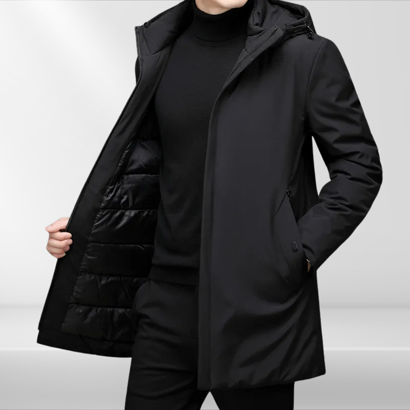 Klassische Herren Kapuzenjacke mit Entendaunenfüllung – Matteo