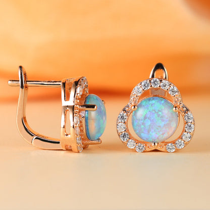 Weiße Opal- & Zirkonia-Kleeblatt-Ohrringe – Elena