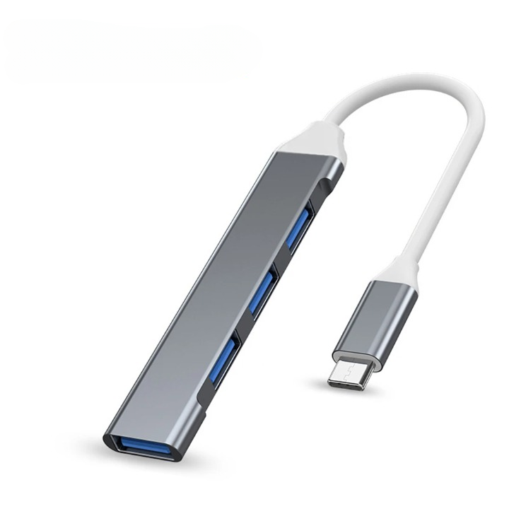 4-Port USB 3.0 & 2.0 Multiport Hub with Type-C Adapter – Buy 1, Get 1 Free-Type-C Grey-State of Style