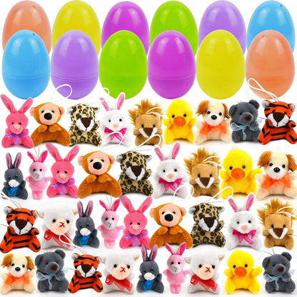 Plüsch-Ostereier mit Mini-Tieren für Kinder – 12er Set Überraschungseier