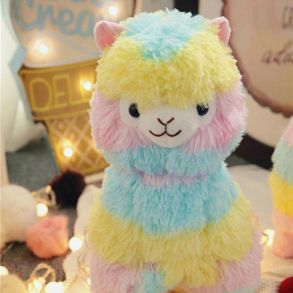 Weiches Regenbogen-Alpaka Kuscheltier aus Plüsch für Babys & Kleinkinder