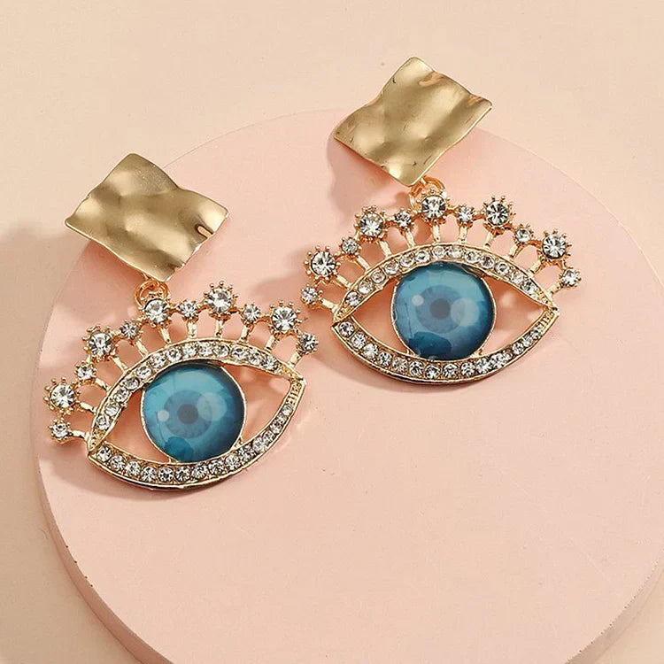 Goldene Vintage Ohrhänger mit Bösem Blick – Nerina