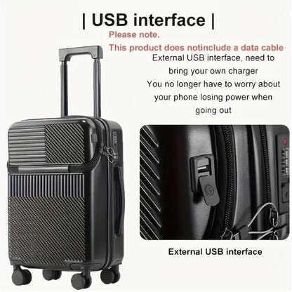 Hartschalen-Handgepäck mit Becherhalter, USB-Anschluss und TSA-Schloss