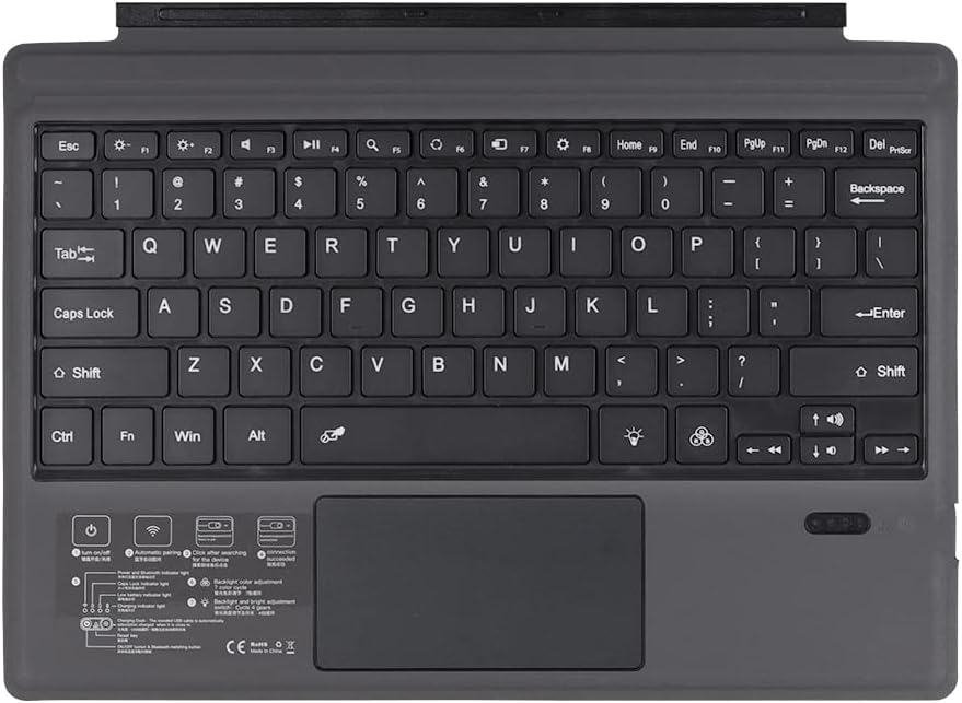 Kabellose Bluetooth-Tastatur mit Hintergrundbeleuchtung und Touchpad für Surface Pro – Nexora