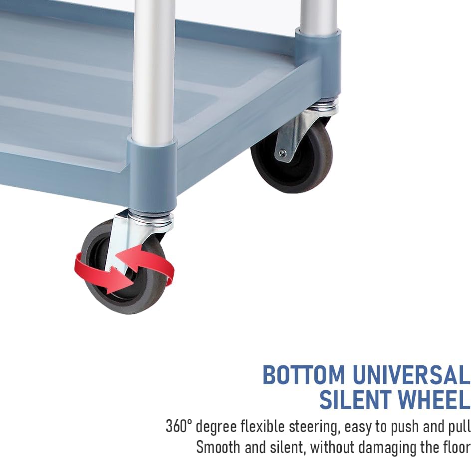 3-Tier-Rollservicewagen mit verriegelbaren Rädern – ServePro