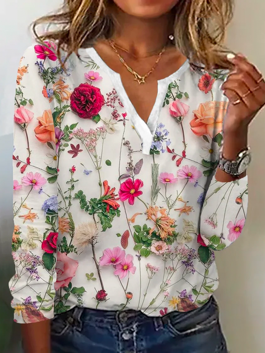 Trendy Blumenmuster Pullover - Lana