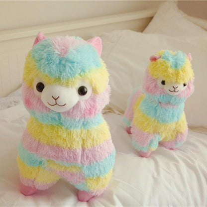 Weiches Regenbogen-Alpaka Kuscheltier aus Plüsch für Babys & Kleinkinder