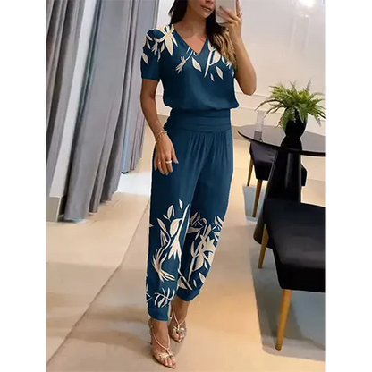 Trendiger Damen Jumpsuit mit Kurzarm & weitem Bein – Alina