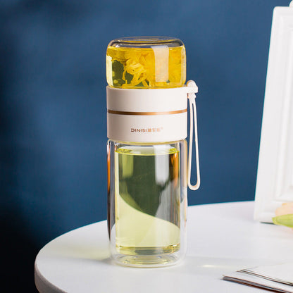 Doppelwandige Glas-Wasserflasche mit Teesieb - PureBrew