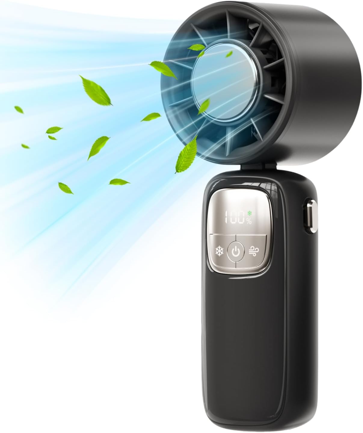 Tragbarer Faltbarer Handventilator mit LED-Anzeige 100 Geschwindigkeiten
