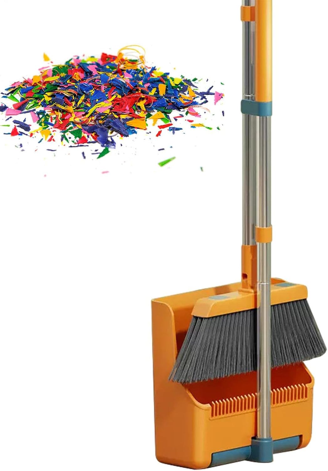 Große Besen- und Kehrschaufel-Set – langer Griff mit 180° drehbarem Besenkopf – Clavira