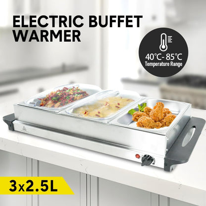 Elektrischer Buffet-Food-Wärmer mit 3 × 2,5L Behältern und Temperatureinstellung – Valtero