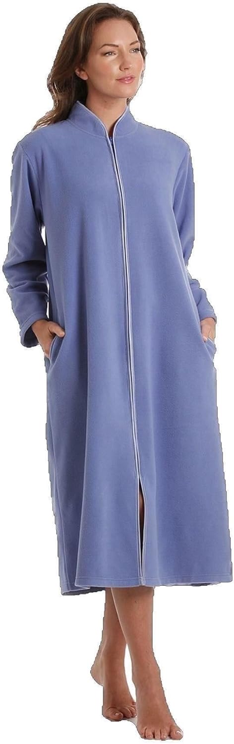 Damen Fleece-Zip-Up-Bademantel mit Taschen – Arlena