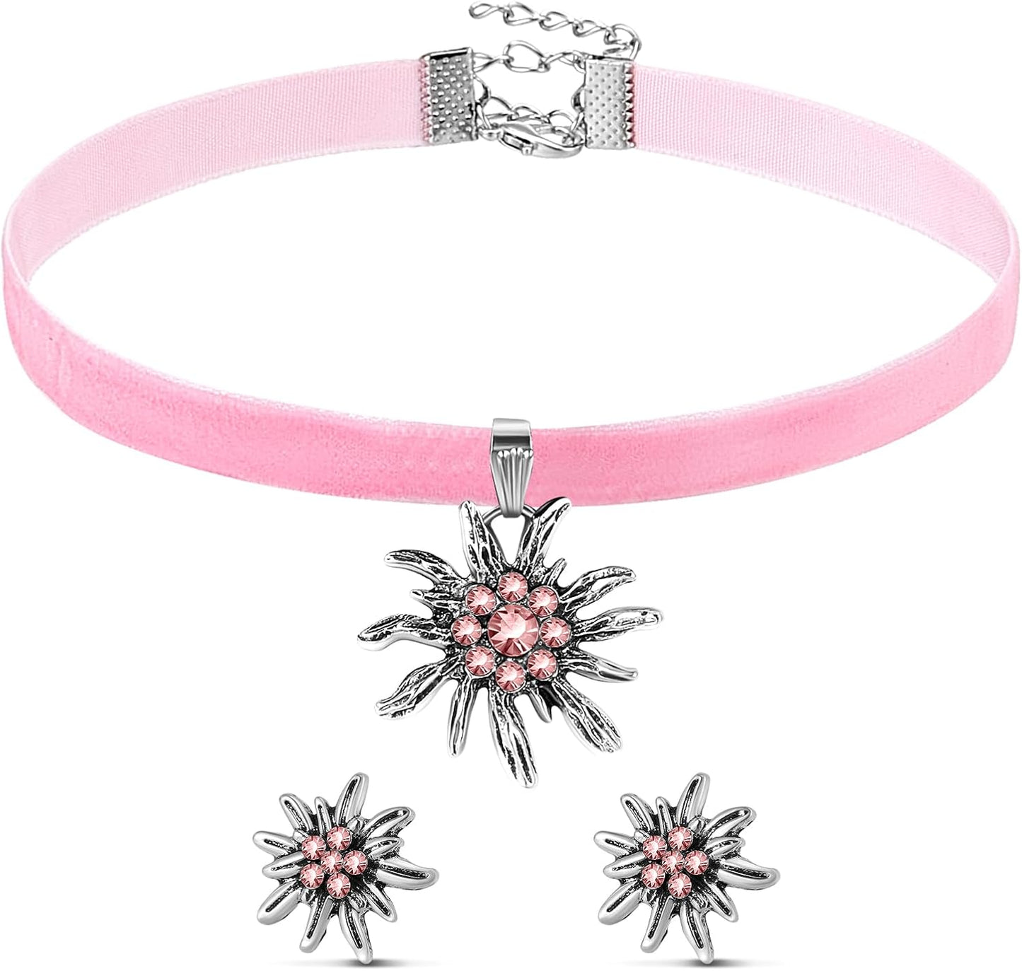 Edelweiß Schmuckset mit Samtband – AlpenRosé Oktoberfest 2025