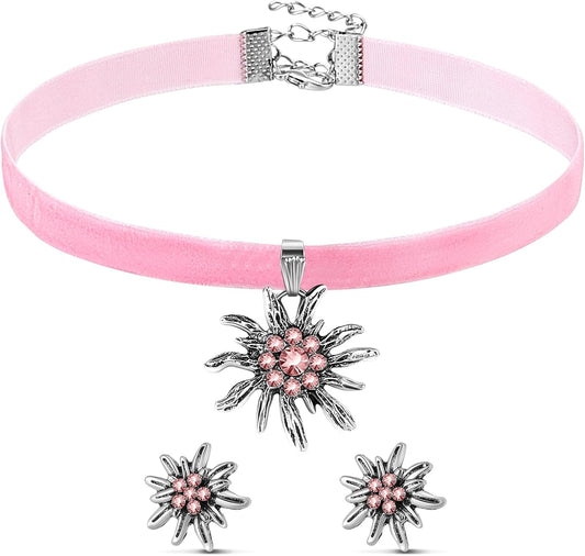 Edelweiß Schmuckset mit Samtband – AlpenRosé Oktoberfest 2025