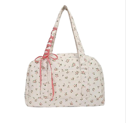 Bow Duffle Bag – Große Canvas-Wochenendtasche mit Bandakzent – Floria