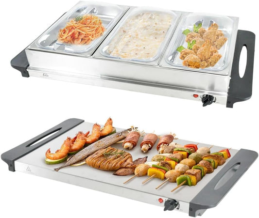 Elektrischer Buffet-Food-Wärmer mit 3 × 2,5L Behältern und Temperatureinstellung – Valtero