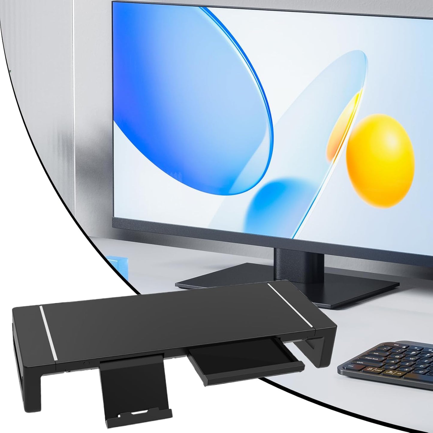 Höhenverstellbarer Monitorständer mit Schublade – Stravon