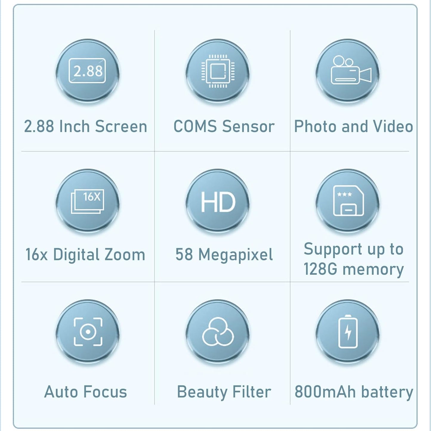 4K Kompakte Digitalkamera mit 58MP Fotos und 16-fachem Zoom – Lumora