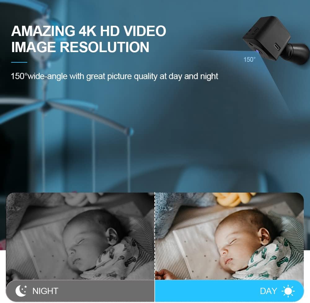 Mini-Sicherheitskamera 4K WiFi Verborgene Innenkamera mit Nachtsicht