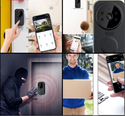 Schwarze Smarte Wi-Fi Türklingel mit Kamera – Noctiq