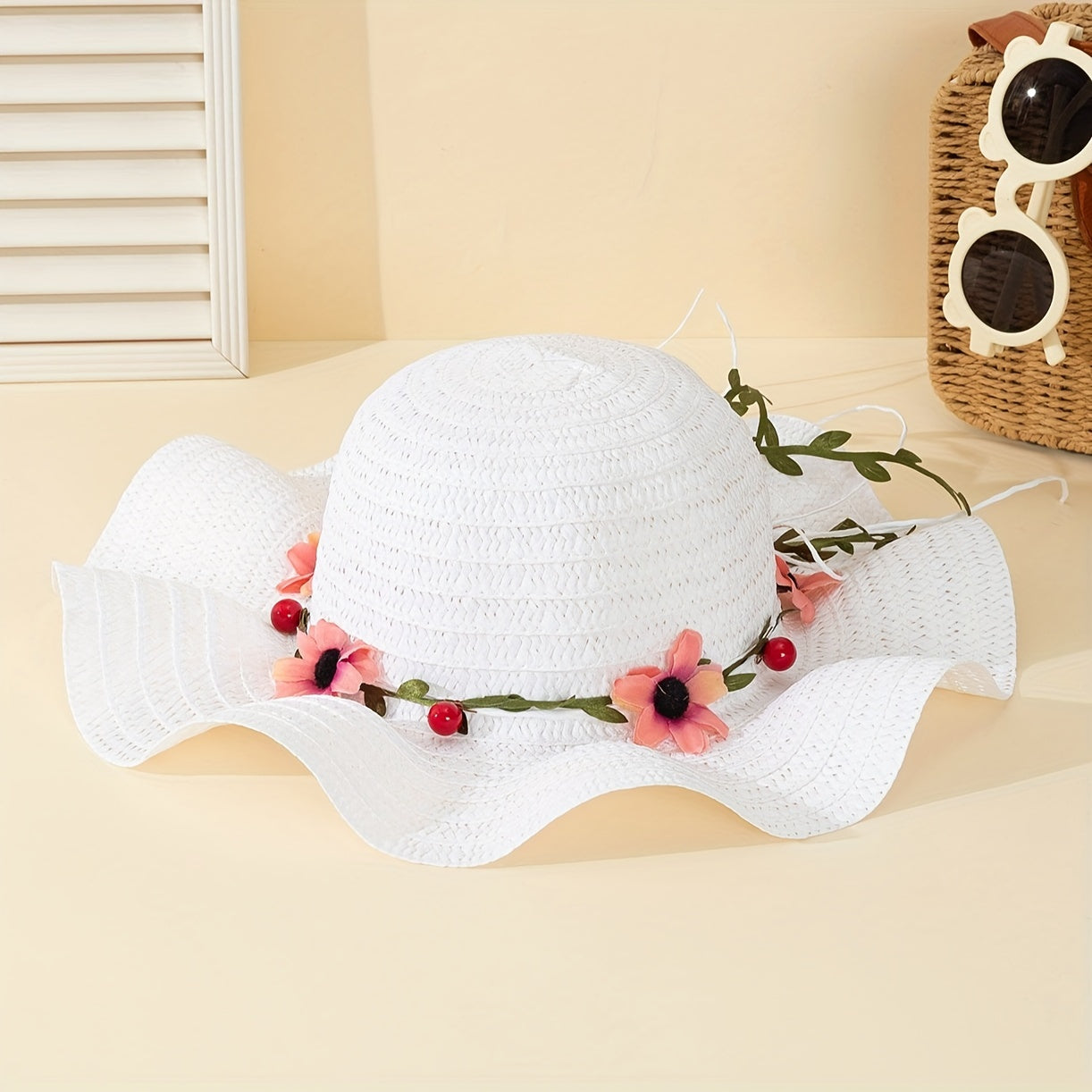Damen Sommer Strohhut mit Blumen- und Fruchtdetails – Solène