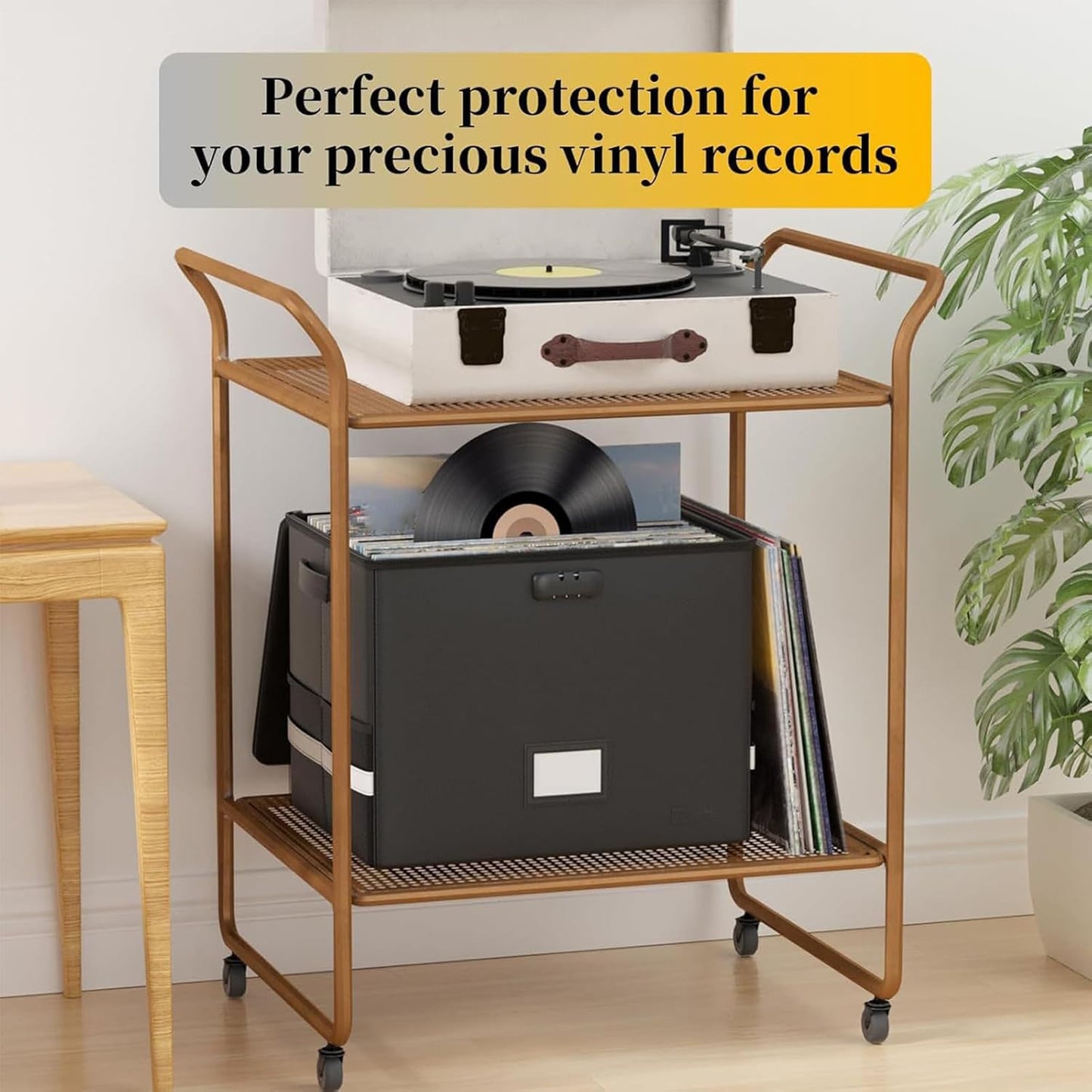 Feuerfester Aufbewahrungskoffer für Schallplatten – Wasserdichter Organizer für 150+ 12-Zoll-Schallplatten – Arcion