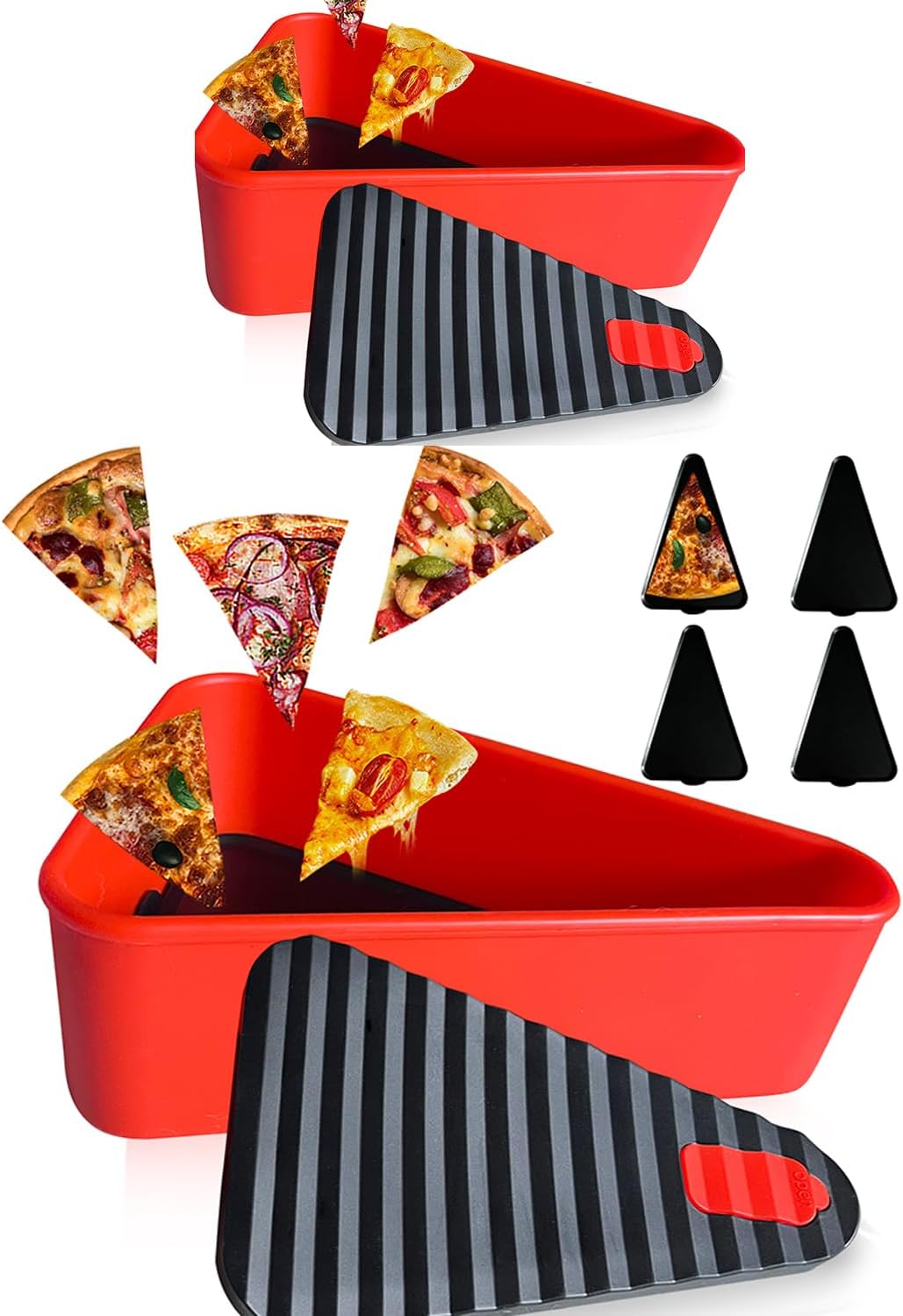 Wiederverwendbarer Pizzalagerbehälter mit 2 Tabletts – SliceSafe (1+1 GRATIS)