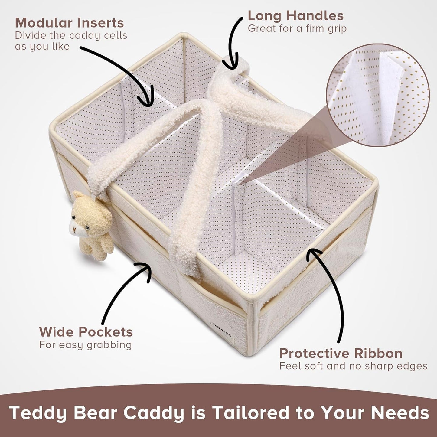 Baby Nappy Caddy Organizer – Plüsch Sherpa Aufbewahrungskorb mit Fächern – Elvoria