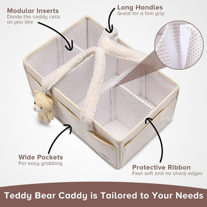 Baby Nappy Caddy Organizer – Plüsch Sherpa Aufbewahrungskorb mit Fächern – Elvoria