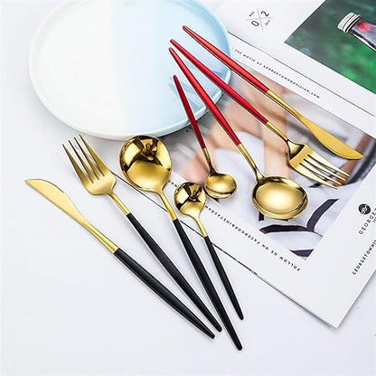 24-teiliges Luxusbesteck aus Edelstahl in Gold-Silber – RoyalGlow