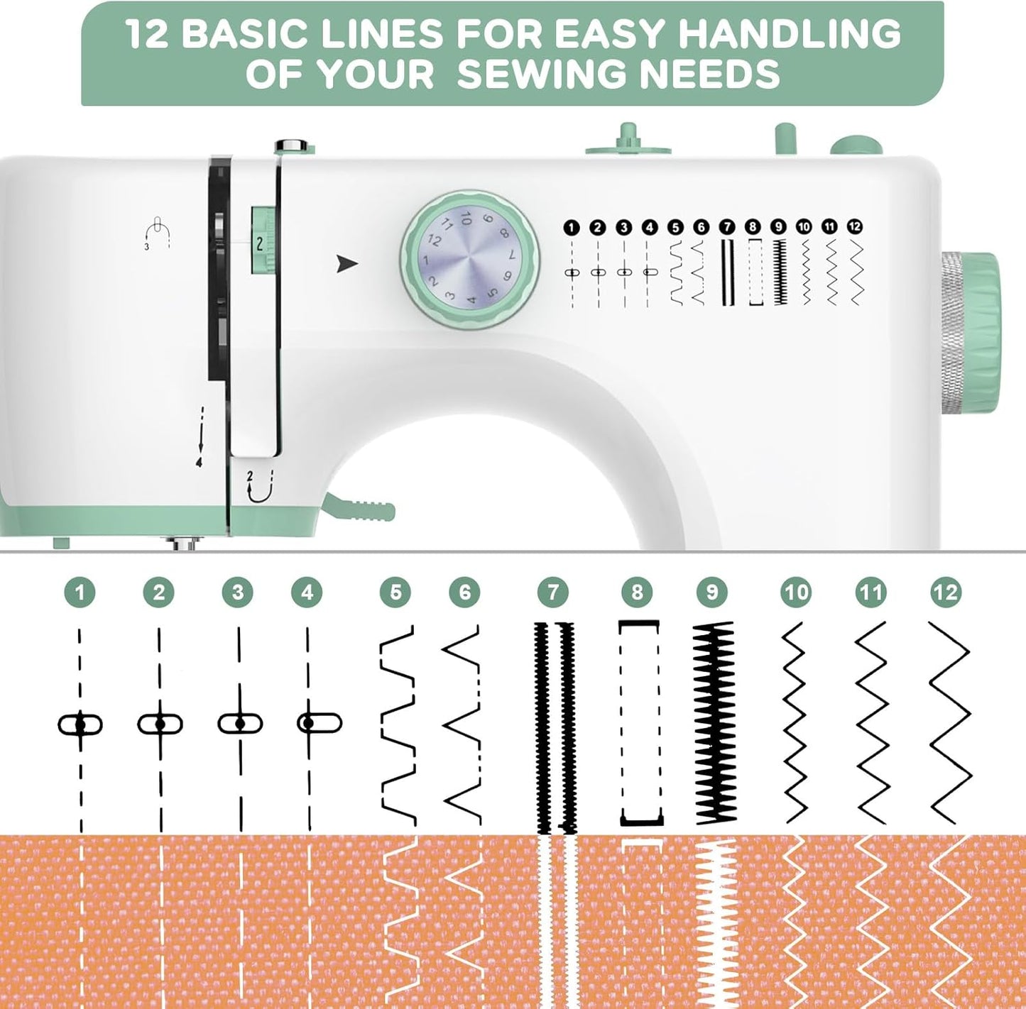 Tragbare Nähmaschine mit 12 Stichen und Erweiterungstisch – StitchPro
