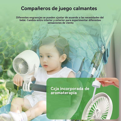 Wiederaufladbarer Clip-on-Kinderwagenventilator mit Nachtlicht 100 Geschwindigkeiten
