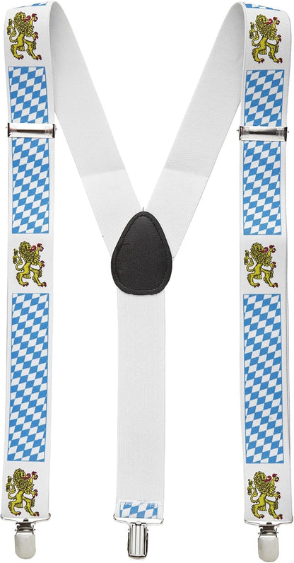 Trachten-Hosenträger mit Rautenmuster & Löwenmotiv – BayernPride Oktoberfest 2025