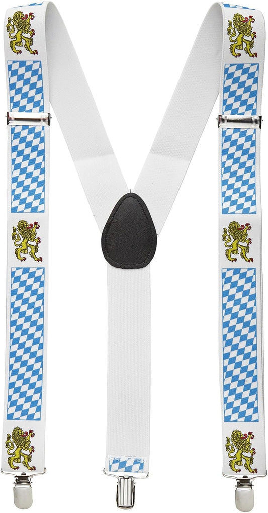 Trachten-Hosenträger mit Rautenmuster & Löwenmotiv – BayernPride Oktoberfest 2025